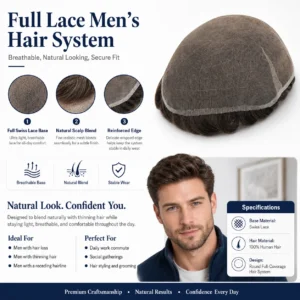 Topunique Full Swiss Lace 90% Light to Medium Light Men Toupee Capillary Prothesis Hair Piece For Men Hair Replacement System